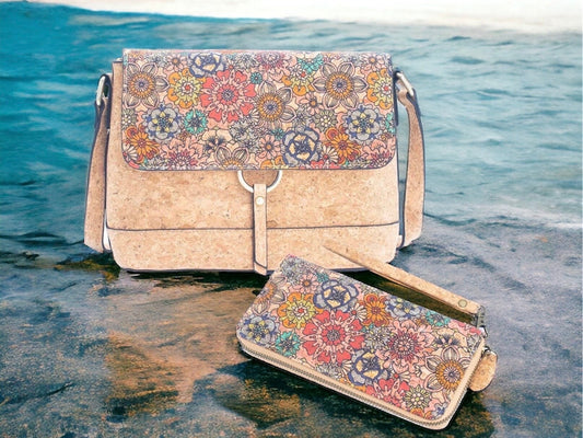 Cork Collection: Stylish Crossbody Bag and Matching Wallet Set by Ecolifearth