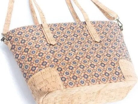 Tote Bag Vegan Cork Leather Ogee Pattern