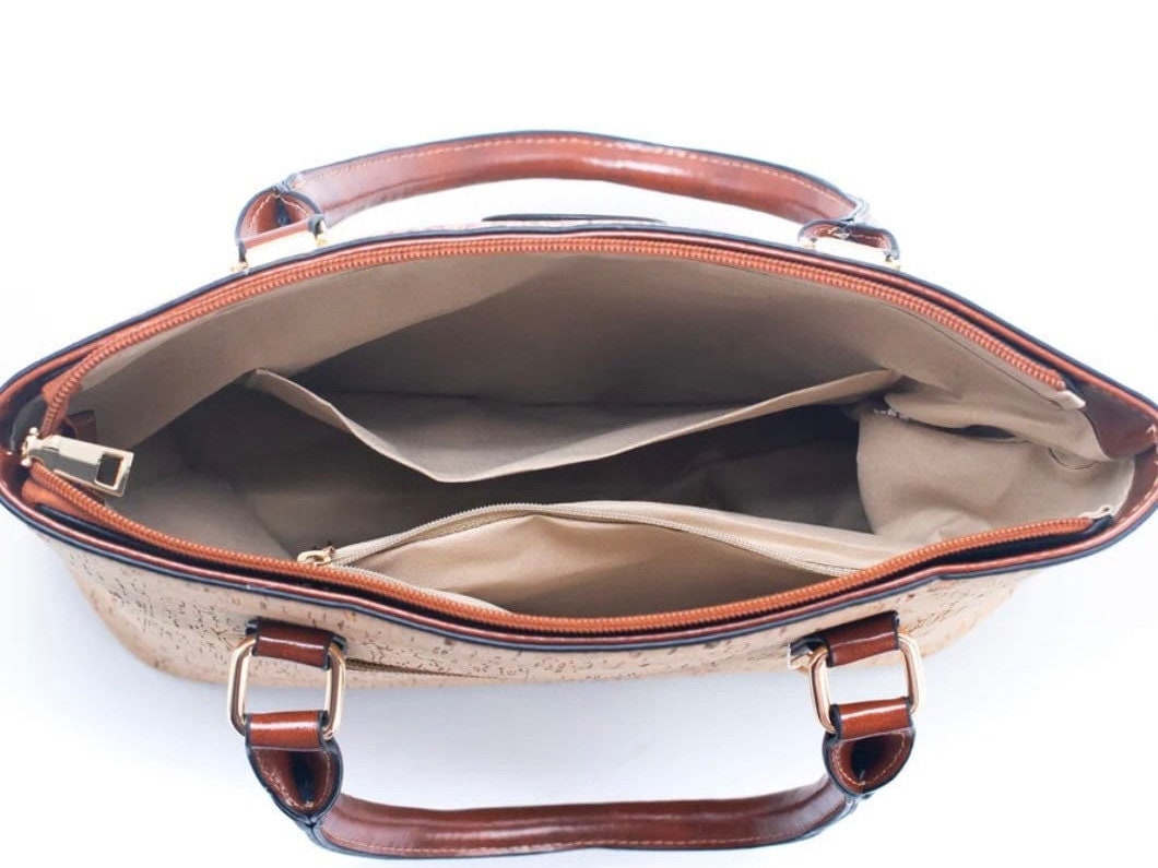 Natural Cork Leather Handbag - Eco-friendly Shoulder Purse