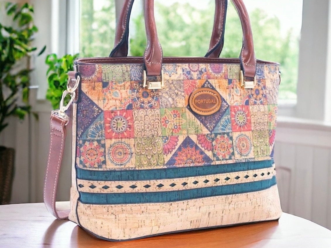 Natural Cork Leather Handbag - Eco-friendly Shoulder Purse by Ecolifearth