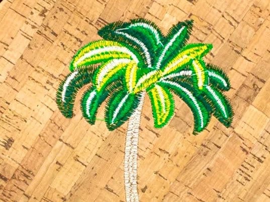 Round Handbag with Embroidered Palm Tree Design - Eco-Friendly and Stylish Summer Bag