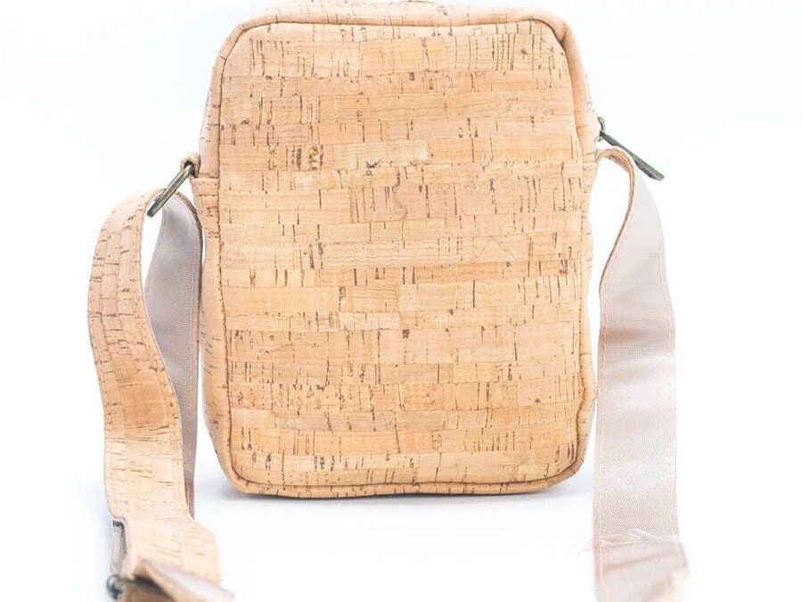 Handmade Men's Cork Crossbody Bag - Eco-Friendly Shoulder Bag for Him