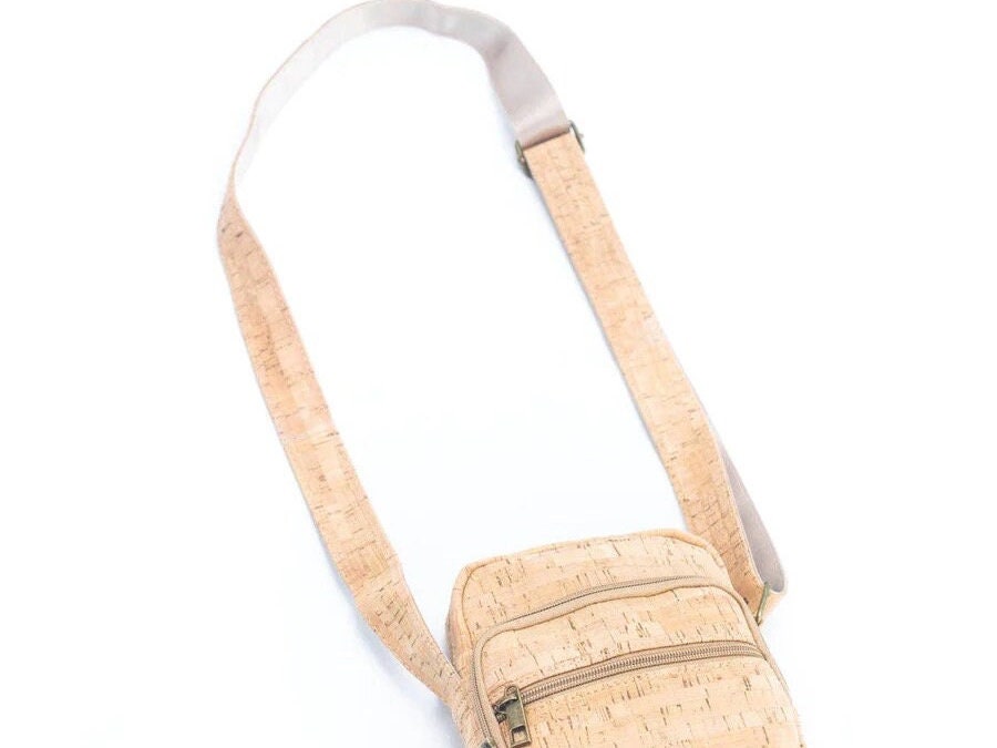 Handmade Men's Cork Crossbody Bag - Eco-Friendly Shoulder Bag for Him