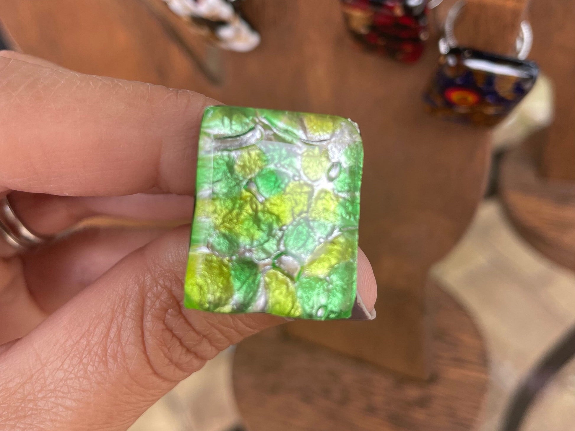 Handcrafted Murano Glass Adjustable Ring, Unique Italian Artisan Jewelry, Venetian Style Ring