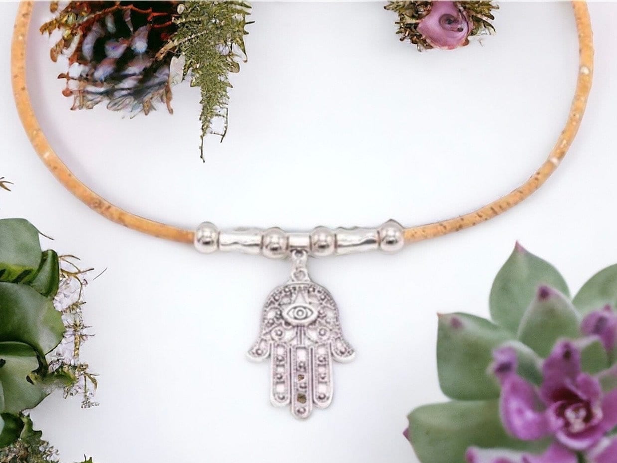 Hamsa Hand Necklace, Boho Jewelry, Fatima Hand Necklace by Ecolifearth